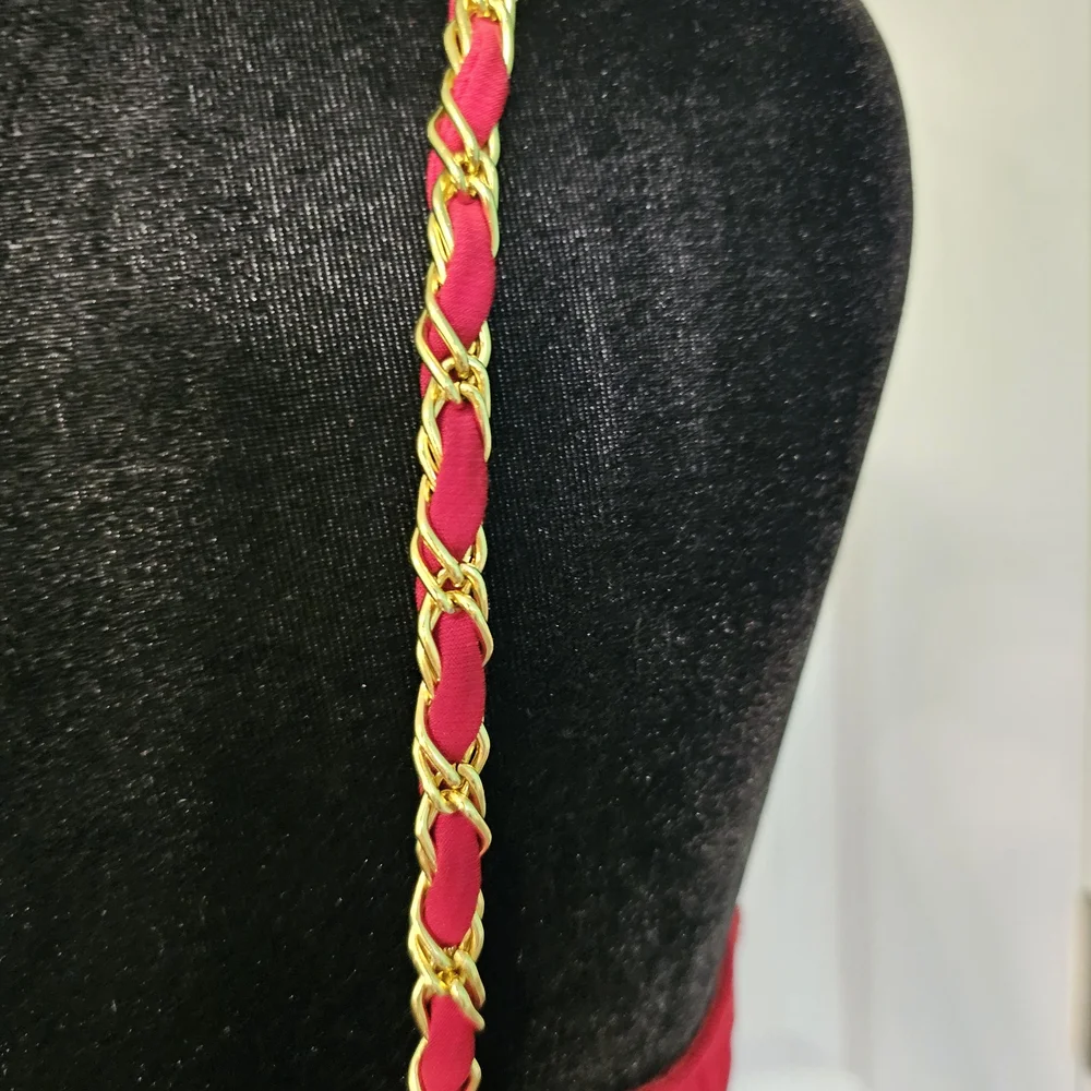 Forever 21 Y2K Red Mini Dress w/ Gold Chain Wrapped Straps Women's Sz M